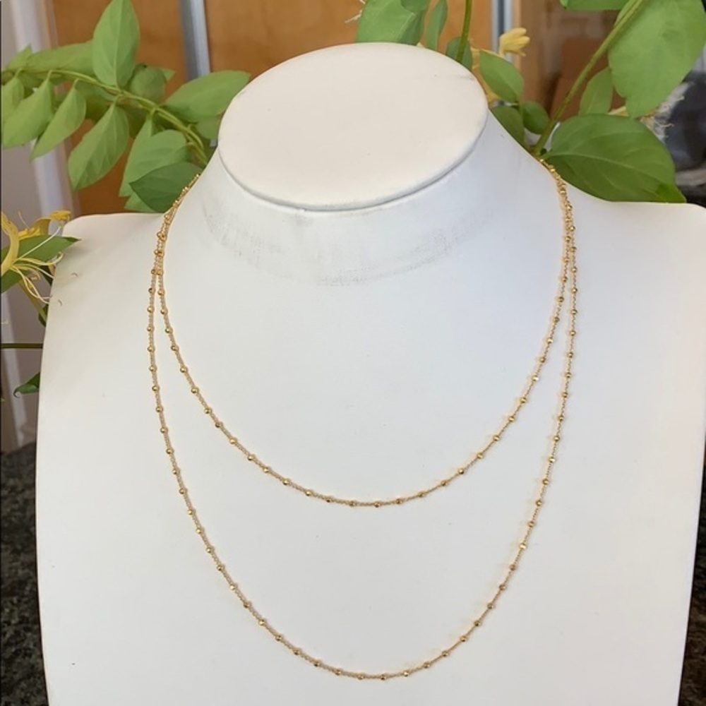 New 14k Gold plated 2 layer Chain Necklace 18” 20”